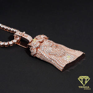 Luxury Moissanite Diamond 925 Sterling Silver Royal <b>King</b> Pendant with Fully Iced <b>Crown</b> Statement Design - Product Image 1