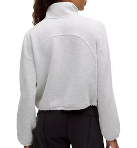 Vente en gros logo personnalisé impression nouvelle couleur vierge haut pour femme demi fermeture éclair col montant poche polaire sweat 2026 - Product Image 3