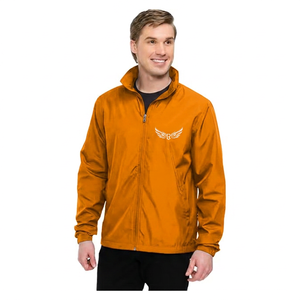 <b>Men's</b> Black Windproof Zipper <b>Jacket</b> With Embroidered Wings Logo Stand Collar Casual Autumn Wear - Product Image 3