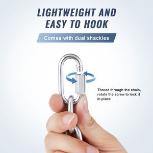 1/16\" X 10 1100 Lbs Safe Working Load Zinc Plated Proof Tested Coil Chain Two <b>Quick</b> <b>Links</b> Galvanized Premium Quality Chains - Product Image 5