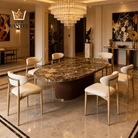 Table à manger en travertin sur mesure Vantel et chaises rembourrées pour projet d'aménagement intérieur de villa de luxe Vente en gros B2B