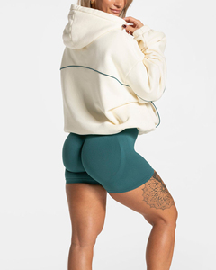 Sweat à capuche surdimensionné personnalisé avec logo, de haute qualité, avec bordure contrastée, pour femme, en molleton de coton respirant et écologique - Product Image 6