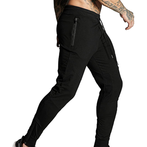 Pantalon cargo slim à cordon de serrage avec plusieurs poches personnalisées, décontracté, taille mi-haute, teinture unie, automne-hiver, jogging pour homme - Product Image 2