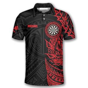 Chemise de fléchettes pour hommes à imprimé tribal personnalisé rouge et noir, impression 3D intégrale, vente chaude - Product Image 2