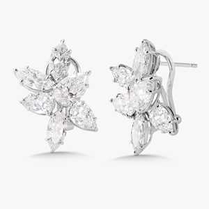 Boucles d'oreilles en or massif 14K 18K avec diamants de laboratoire taille poire et marquise, fermoir à levier, bijoux de mariée classiques de luxe, vente en gros - Product Image 4
