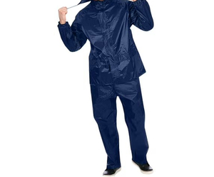 Combinaison de pluie imperméable bleu marine pour homme, veste et pantalon à manches longues avec bandes réfléchissantes, toutes saisons, pour adulte - Product Image 3
