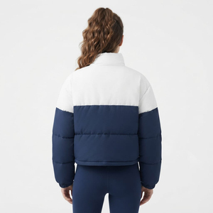 Fashion Two Tone Women Puffer <b>Jacket</b> <b>Short</b> Length Quilted Winter <b>Jacket</b> Full Zip Streetwear Style Outerwear - Product Image 5