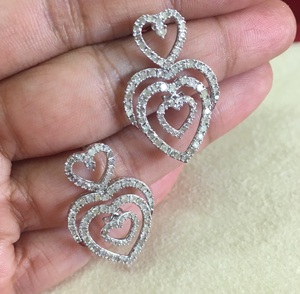 Pendientes Colgantes de Diamantes Redondos en Forma de Corazón para Mujer, 1.75 Cttw, Engaste de Puntas, Uso Diario, Plata de Ley 925, Joyería Moderna - Product Image 5