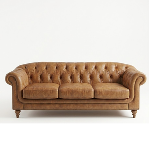 Vietnam Factory Luxury Leather Button Tufted <b>Sofa</b> <b>Bed</b> with Eco-Friendly <b>Foam</b> Cushions Modern 3 Seater for Villa Living Room Deco - Product Image 2