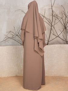 Abaya marron pour femme, longue, coupe ample, manches longues, broderie florale, tenue quotidienne modeste, style Moyen-Orient, magnifique et élégante - Product Image 3