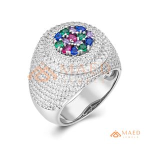 925 Sterling <b>Silver</b> Hip Hop Moissanite <b>Ring</b> for <b>Men</b> Multi Color Marquise Cluster Baguette Luxury Statement <b>Ring</b> - Product Image 6
