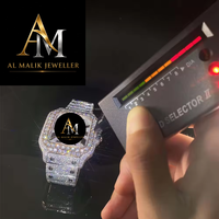 Montre analogique à quartz de luxe en acier inoxydable avec cadran rond en moissanite ETA, bracelet de 20 mm, verre saphir pour homme, style hip-hop