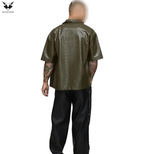 เสื้อเชิ้ตหนัง PU ผู้ชายทรงสแตนด์ สไตล์คนเมือง คุณภาพพรีเมียม ราคาขายส่ง สินค้ามาใหม่ ผู้จัดจำหน่ายที่ดีที่สุด ปรับแต่งได้ตามต้องการ ระบายอากาศได้ดี - Product Image 2