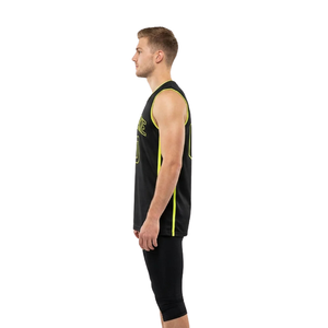 Conjunto de Camiseta de Baloncesto y Pantalones Capri para Hombre, Top sin Mangas con Cuello en V y Líneas Laterales en Contraste, Nombre del Equipo y Números de Jugador Personalizables - Product Image 4