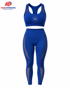 <b>Mesh</b> Panel Breathable Yoga Set Women Sports Bra <b>Leggings</b> Quick Dry Wholesale Custom Logo - Product Image 1