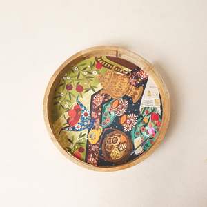 Plateau de service en bois laqué écologique au design authentique, plateau de service décoratif multifonctionnel pour la maison, la cuisine et le petit-déjeuner - Product Image 1