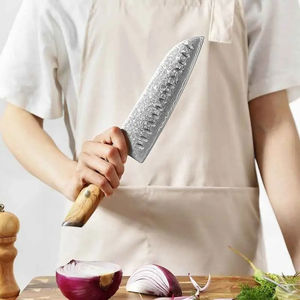 Cuchillo de Chef Moderno Personalizado Hecho a Mano por Burraq, Hoja de Acero de Damasco de 8 Pulgadas y 3.0 mm de Grosor, Mango de Madera, Funda de Cuero - Product Image 4