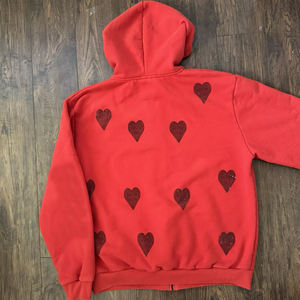 Hoodie Homme Personnalisé en Coton Épais, Coupe Courte, Style Vintage Délavé à l'Acide, avec Strass et Paillettes, Grande Taille - Product Image 2