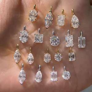 Luxury 925 <b>Silver</b> And 14k 18k <b>Solid</b> Gold Lab And Moissanite Diamond Cvd Jewelry Single Teardrop Pear Pendant <b>Necklace</b> - Product Image 1