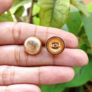 Minimalist dome studs 18k gold plated textured brass round button push <b>back</b> <b>earrings</b> Fashionable daily wear jewelry for women - Product Image 2