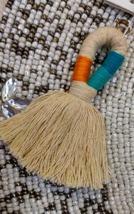 Frange à pompons en coton décorative avec perles colorées pour accessoires de sac - Product Image 5