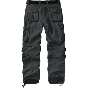 Men's Casual Cargo Pants Canvas Multiple Pockets Straight Fit High Waist Drawstring Closure Breathable Midweight Workwear Style - Product Image 4