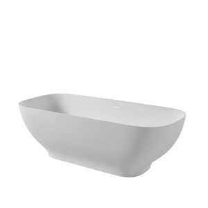 67 \ "di lusso bianco opaco Freestanding solida vasca da bagno con superficie in pietra ingegnerizzata in resina trabocco Pop-up bagno contemporaneo - Product Image 5