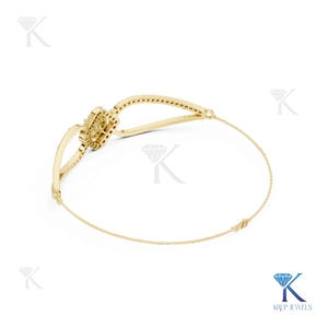Lab Grown Diamond Geometric Cushion Halo <b>Bracelet</b> 14K <b>Solid</b> Gold Fine Luxury Chain Unisex Party Gift KRUP JEWELS - Product Image 6