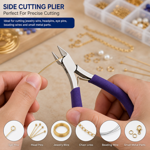 Flush <b>Wire</b> Cutter Pliers Purple Grip Micro Side Cutter Precision Jewelry Cutting Tool Soft <b>Wire</b> Snips for <b>Craft</b> DIY Work - Product Image 5