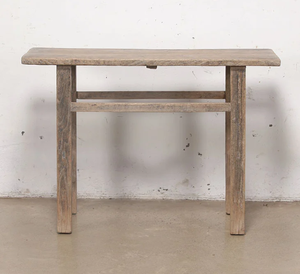Antique Elm <b>Console</b> <b>Table</b> Rustic Wooden Entryway <b>Table</b> Farmhouse Hallway Furniture Vintage <b>Reclaimed</b> <b>Wood</b> Narrow Accent <b>Table</b> - Product Image 1
