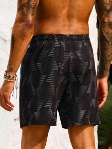 Short de bain sportif unisexe en toile double couche pour homme, séchage rapide, couleur unie, longueur genou, léger, respirant, tricoté - Product Image 2