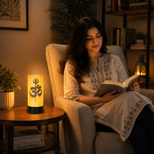 Om Trishul LED Table Lamp Divine Spiritual <b>Night</b> <b>Light</b> Hindu Home Decor Meditation Pooja Room Bedside Gift Warm Ambient Glow - Product Image 3