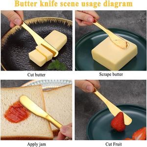 Couteau à beurre en acier inoxydable doré pour la cuisine, les restaurants et les fêtes, vaisselle et décorations élégantes - Product Image 3