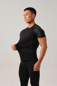 T-shirt de sport pour la course à pied, entraînement, 90% polyester, 10% élasthanne, compression, entraînement en salle de sport, musculation, fitness - Product Image 5