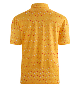 Polo de Golf Amarillo para Hombre, Manga Corta, Estampado, Transpirable, Tejido de Poliéster, Camisa de Alto Rendimiento - Product Image 6