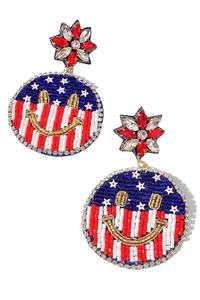 Pendientes colgantes hechos a mano con bordado de cuentas de EE. UU. Para mujeres y niñas, estilo de oreja de gota a la moda, joyería de tuerca - Product Image 2