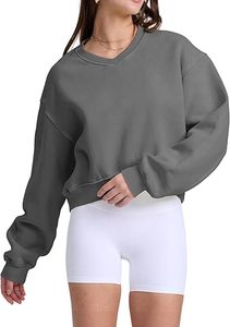 Sweat-shirt court à col rond en molleton délavé style vintage, taille personnalisée, manches longues - Product Image 5