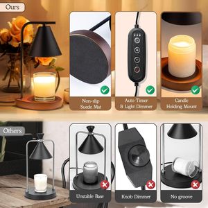 Lampada Scaldacandele Estetica in Noce Nero con Timer, Regalo di Compleanno o di Inaugurazione Casa per Donne o Uomini, Nuova Decorazione per la Casa - Product Image 4