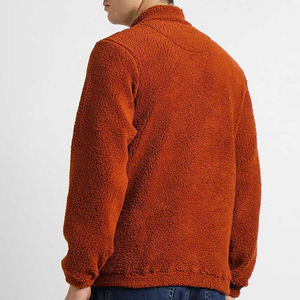 Veste en sherpa pour homme à manches longues en laine unie avec capuche amovible et fermeture éclair - Product Image 5