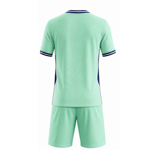 Custom logo OEM Mint Green Soccer Uniform Set with Navy and White Trim Sublimated Football Kits - Product Image 2