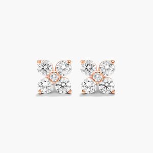 14K Yellow Gold Round Floral Cluster Lab Grown Diamond <b>Stud</b> Earrings - Product Image 6