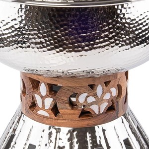 Hand Hammered Traditional Stainless Steel Chafing Dish Decorative Wooden Inlay Luxury Food Warmer Buffet <b>Set</b> for Fine Dining - Product Image 5
