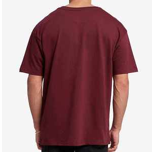 T-shirt en coton tricoté épais surdimensionné pour homme, coupe ample, épaules tombantes, style streetwear, couleur bordeaux, vintage - Product Image 3