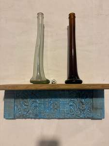 Étagère murale en bois artisanale avec sculpture florale |   Étagère murale multifonctionnelle rustique vintage pour salle de bain et salon - Product Image 5