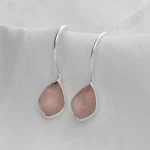 Handmade Raw <b>Aquamarine</b> Dangle <b>Earrings</b> 925 Sterling Silver Natural Gemstone - Product Image 1