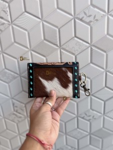 Western Hair on Cowhide Leather New Hand Tooled Carving <b>Small</b> Wristlet Coin <b>Purse</b> Multi Uses Mini Wallet for <b>Women</b> Western Gifts - Product Image 4