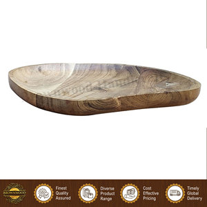 Plateau de service en bois écologique fait main de qualité supérieure pour aliments, plateau/assiette en bois d'acacia massif pour achat en gros - Product Image 2