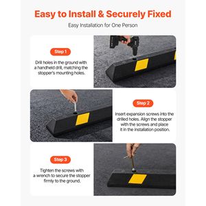 "72 Inch Heavy Duty <b>Rubber</b> Curb Garage Floor Stopper with Reflective <b>Strips</b> for Vehicles" - Product Image 5