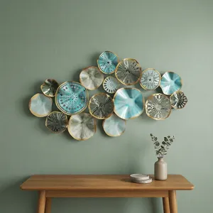 Round Metal <b>Wall</b> <b>Panels</b> Modern Geometric Sculpture 3D Overlapping <b>Wall</b> Art for Living Room Bedroom Hotel Office Decor - Product Image 2