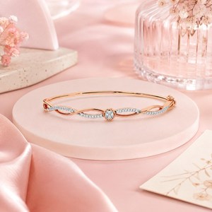 Elegant CZ <b>Bangle</b> Bracelet 925 Sterling Silver Rose <b>Gold</b> Plated Infinity Twist Hinged <b>Bangle</b> Custom Wholesale Jewelry - Product Image 3